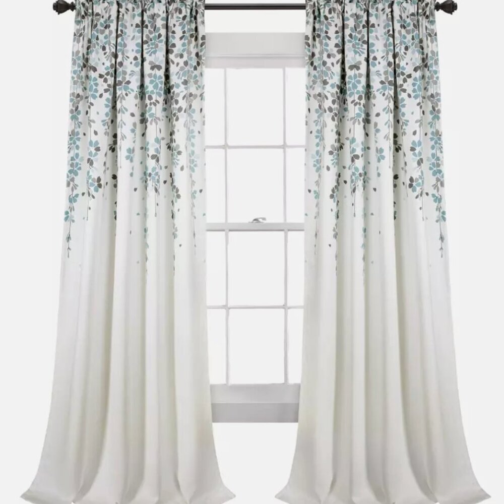 Lush Decor Half Moon Weeping Flower Insulated Window Two Curtain Panels 52"x84" - Picture 7 of 7